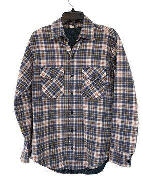 Vintage JCPenney Flannel Shirt Quilted Lined Plaid Mens M Tall Used